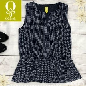 Qmack Navy Blue with white polka dot top